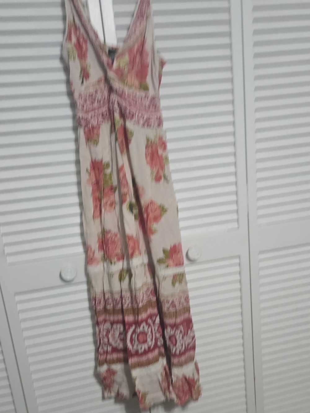 Angie Cream & Pink Floral Twist Front Tiered Maxi Dress Boho